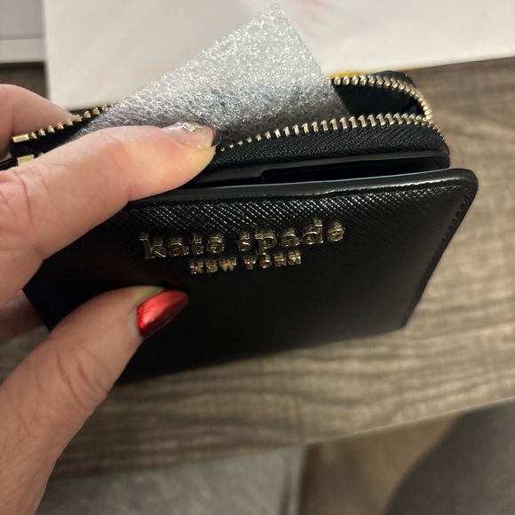 Kate Spade New York Black Saffiano Leather Compact Zip Around Wallet - Picture 5 of 8